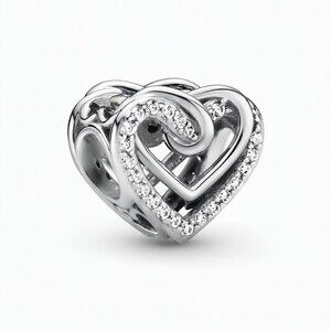 Sparkling Entwined Hearts Charm